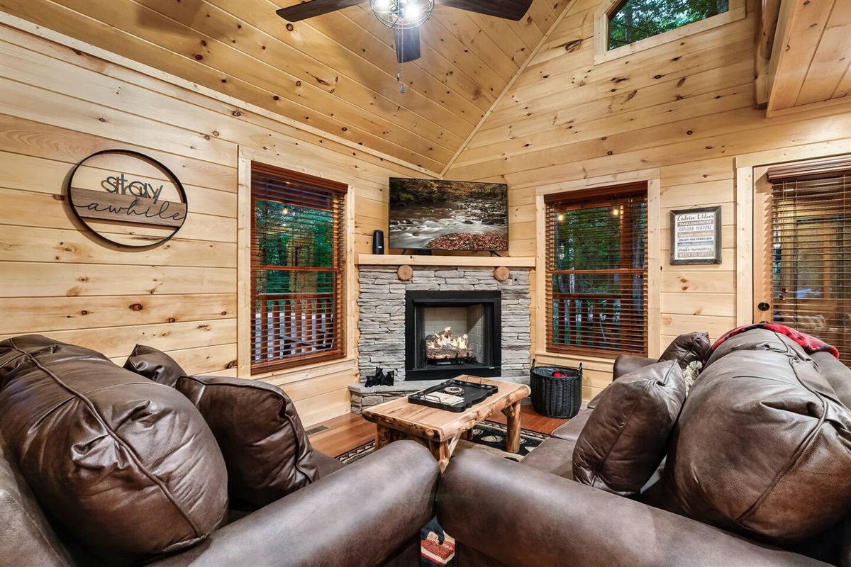 Living room with fireplace
