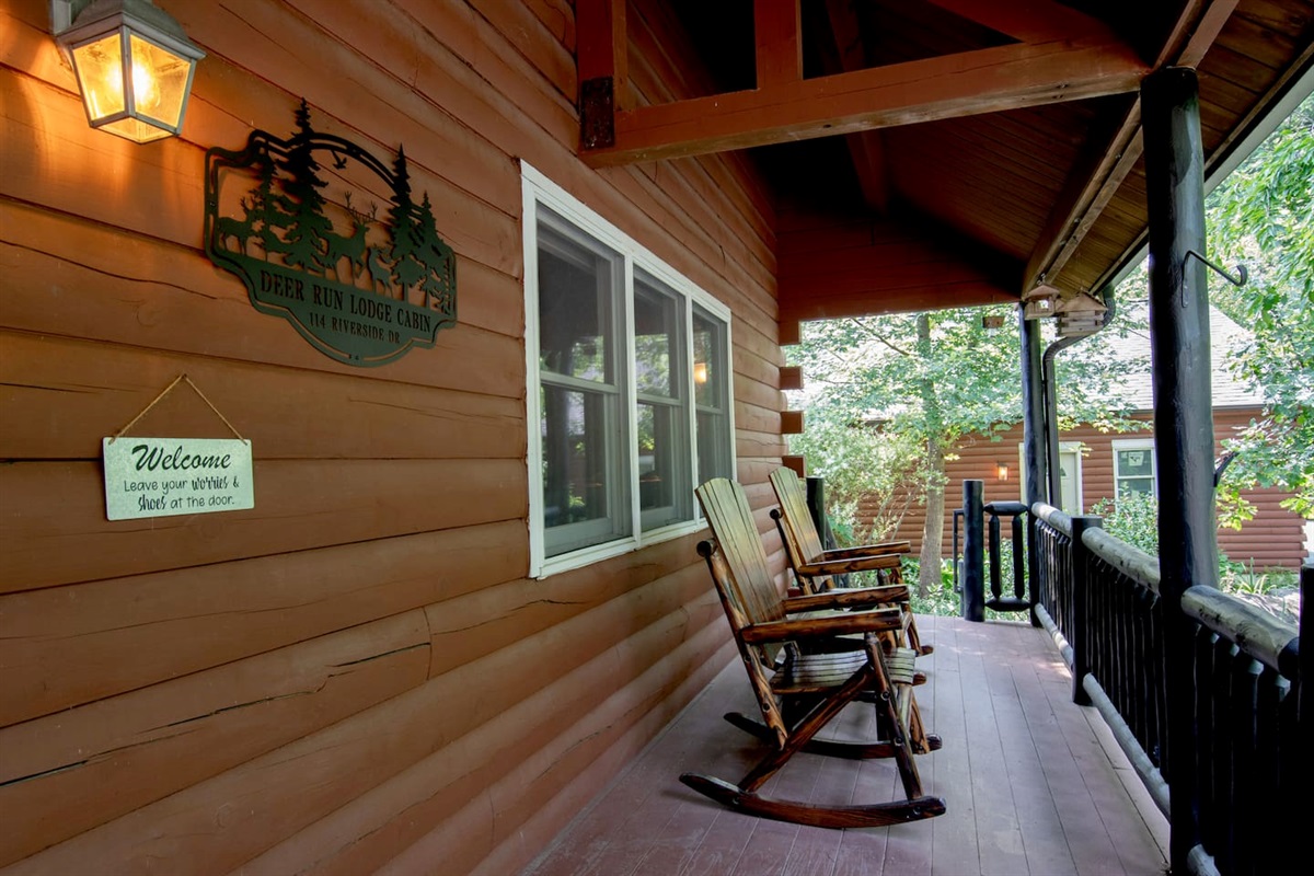 Start off your morning on the front porch in a rocking chair with your cup of coffee. From here you can listen to the birds and watch the deer in the front yard.