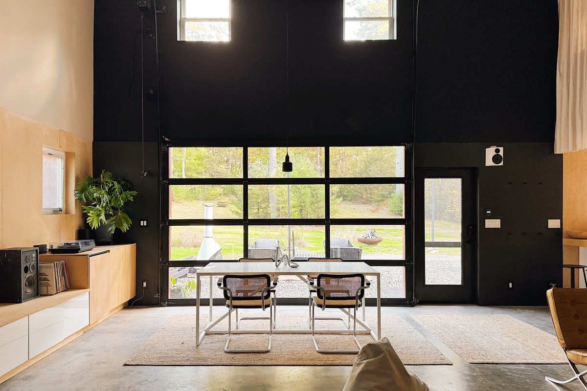 Dining Table with view to the field.