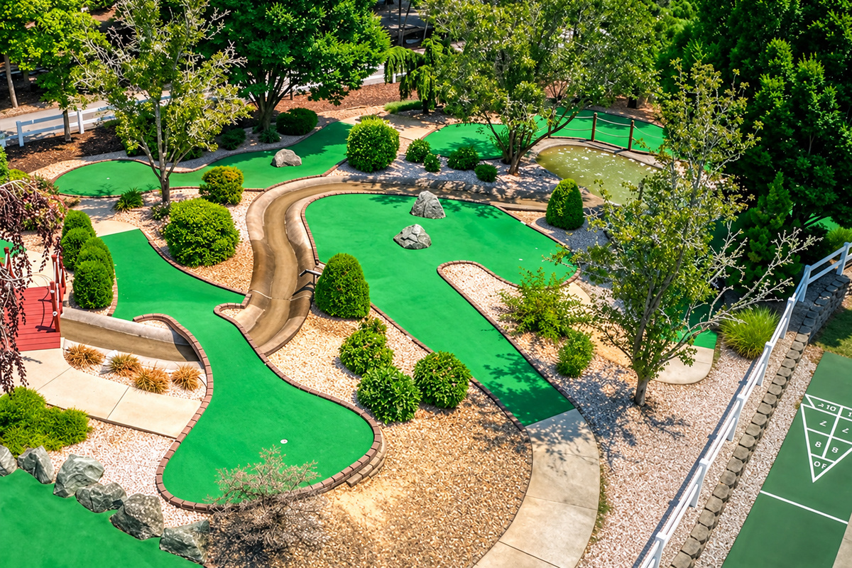 9 hole mini golf course as a shared resort amenitiy 
