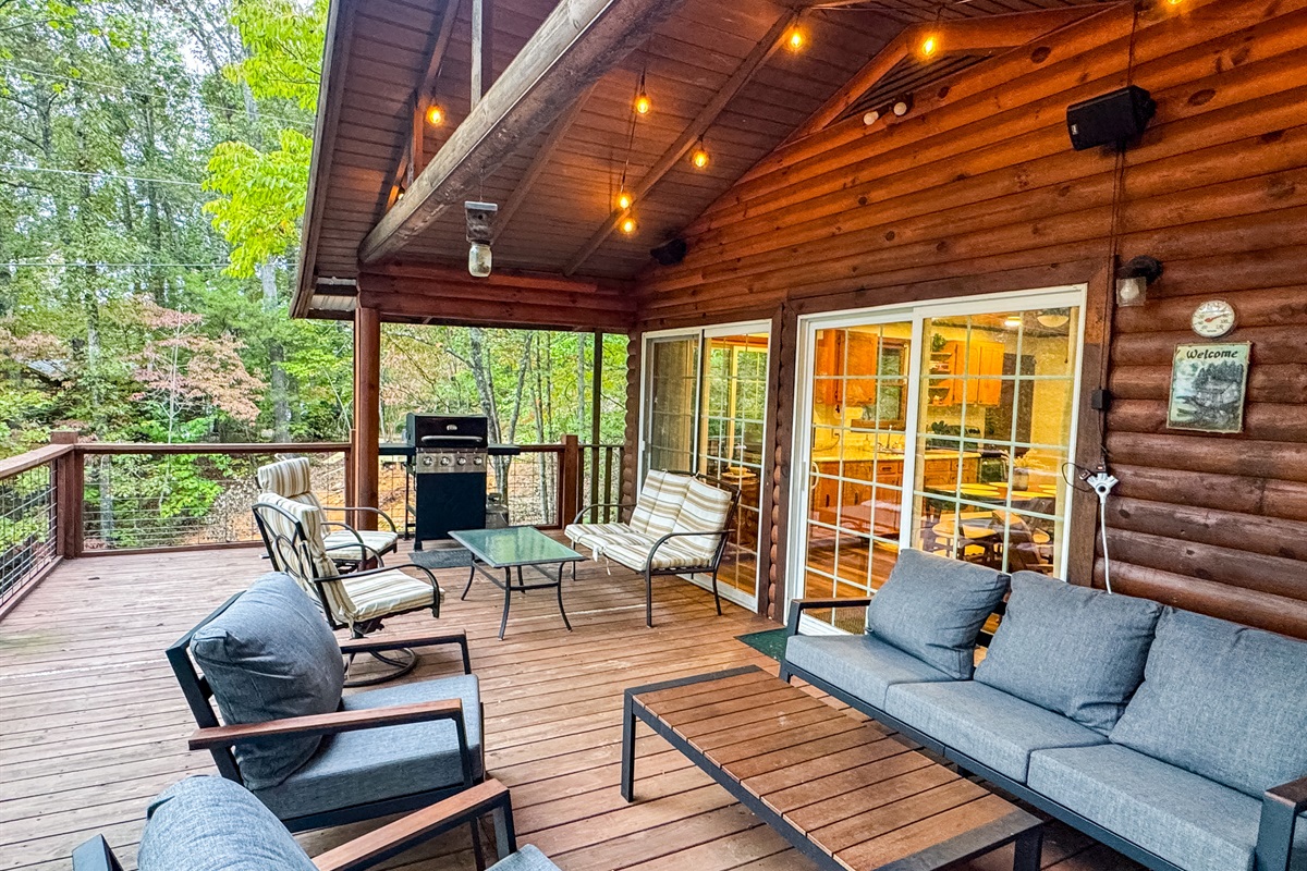 comfy mountain relaxation outside on the covered deck
