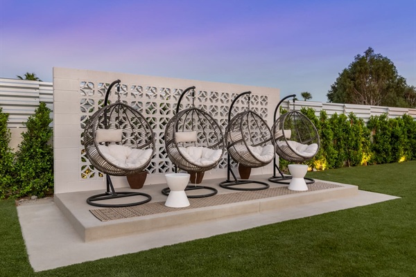 Sunset viewing pavilion with cozy swingasans