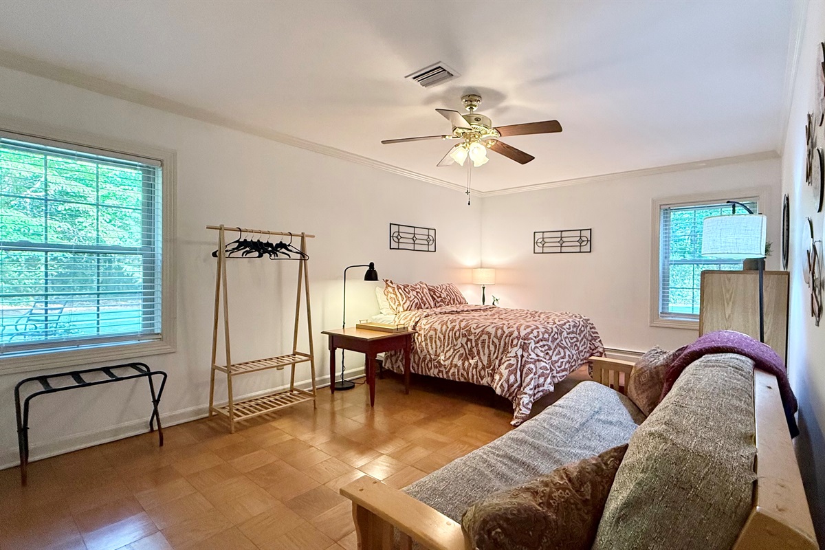 Spacious bedroom separate from the main level of the house