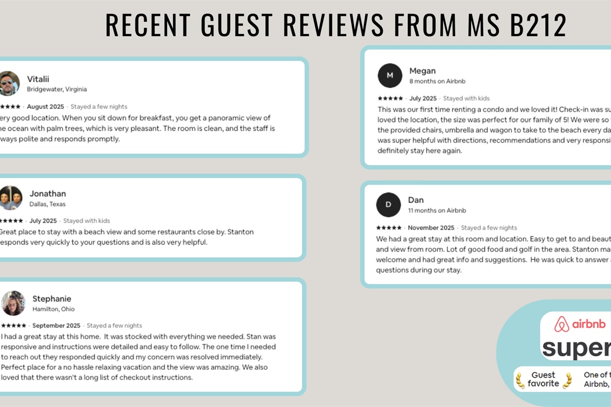 Recent reviews from happy guests show that you are in good hands!