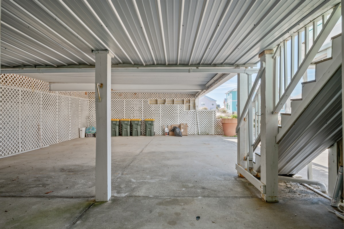 shaded and covered outdoor area and parking