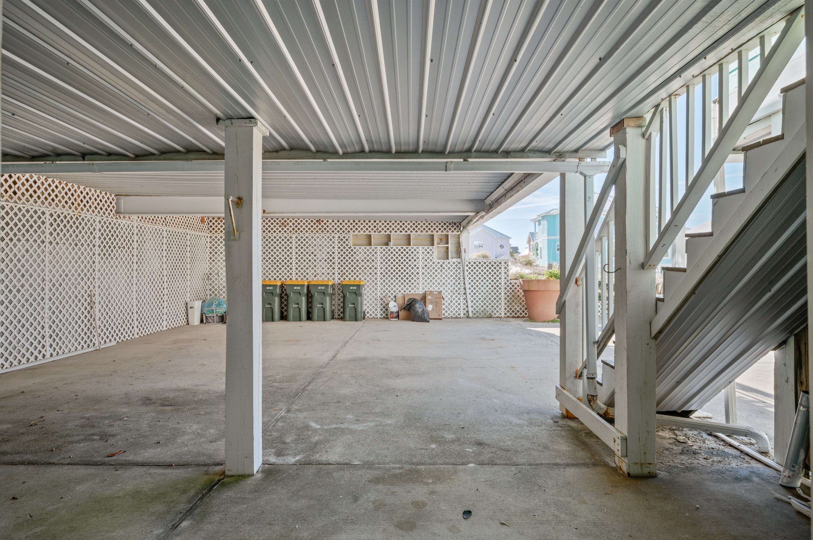 shaded and covered outdoor area and parking