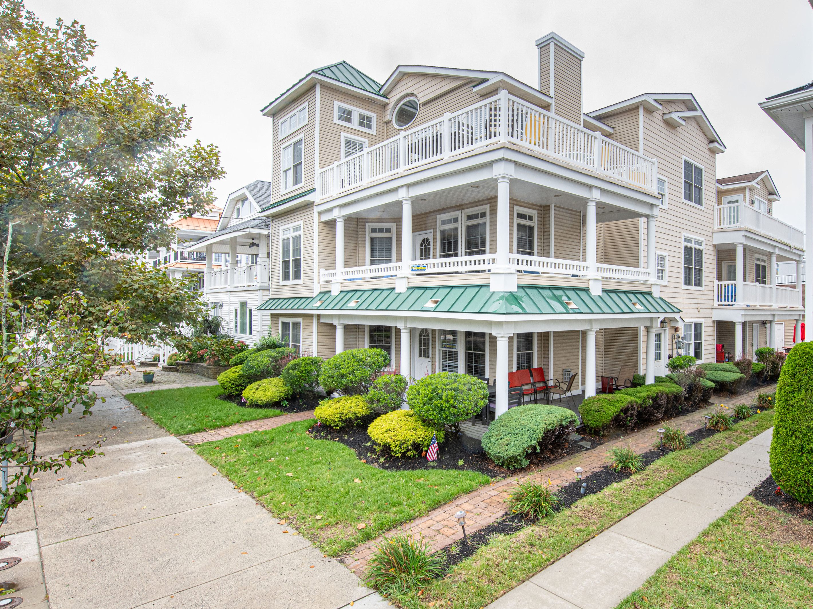Side Angle View of Exterior Front Porches and Balconies