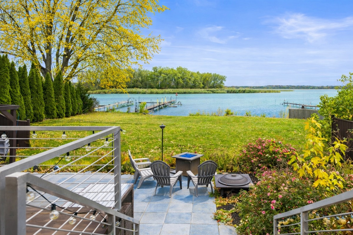 View from lounge deck to lower patio