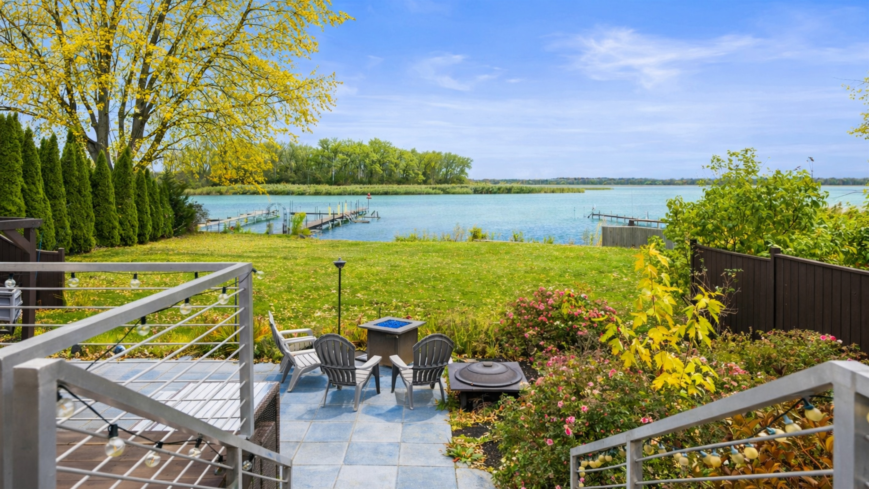 View from lounge deck to lower patio