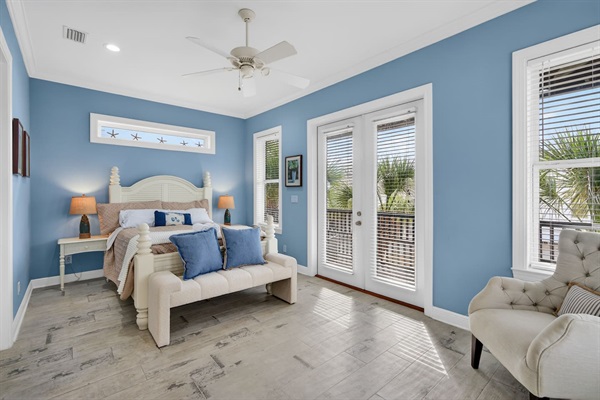 Second floor guest bedroom with balcony
