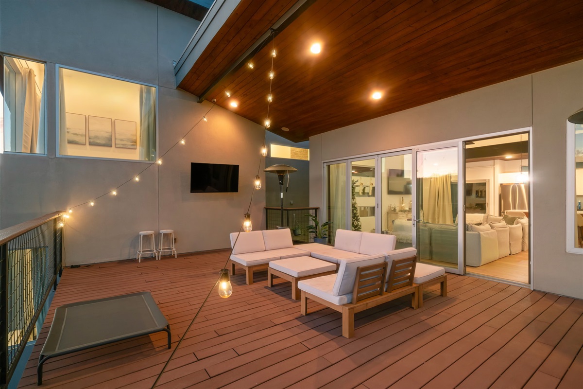 Covered balcony perfect for relaxing or entertaining