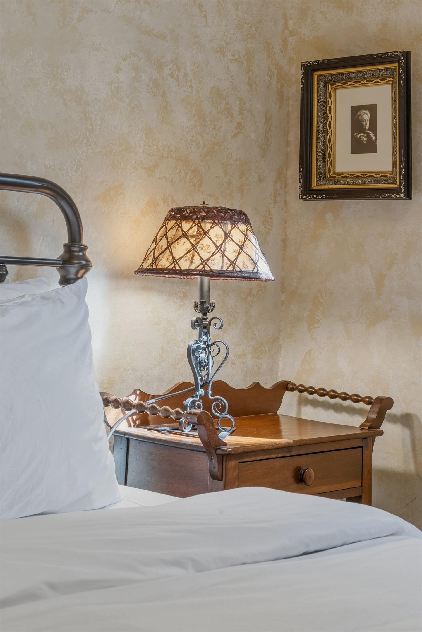 Bedside lamp casting a warm glow for cozy evenings