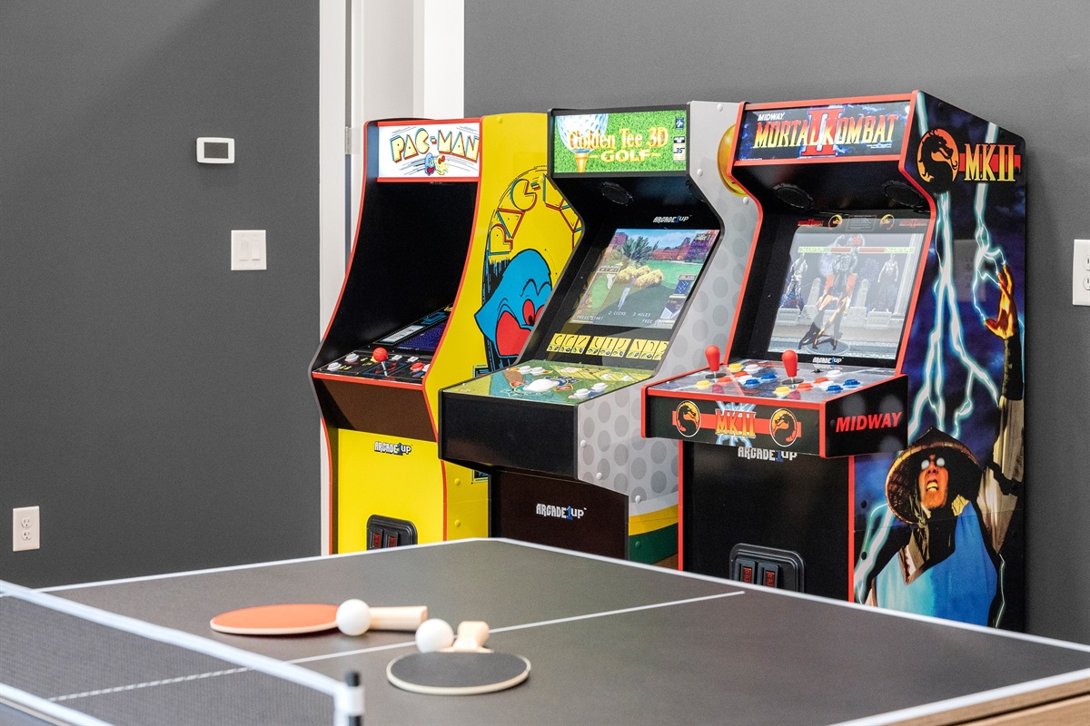 Retro arcade games bring playful nostalgia for all ages.