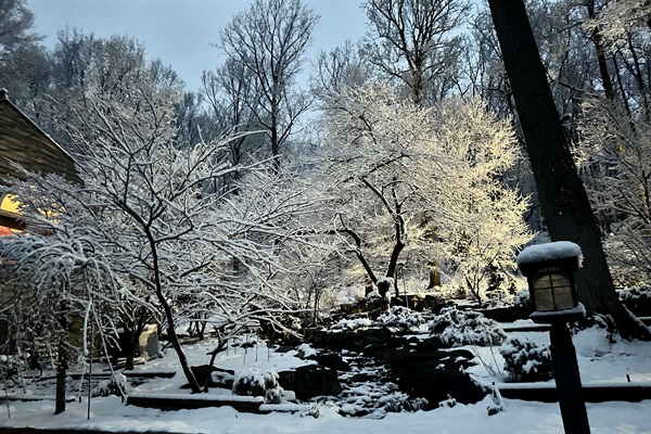 Beautiful winter views of property.