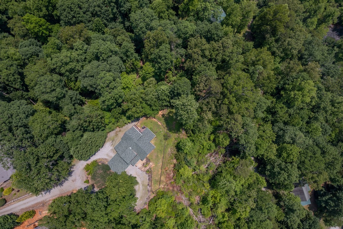 Aerial view of cabin.  Very private!