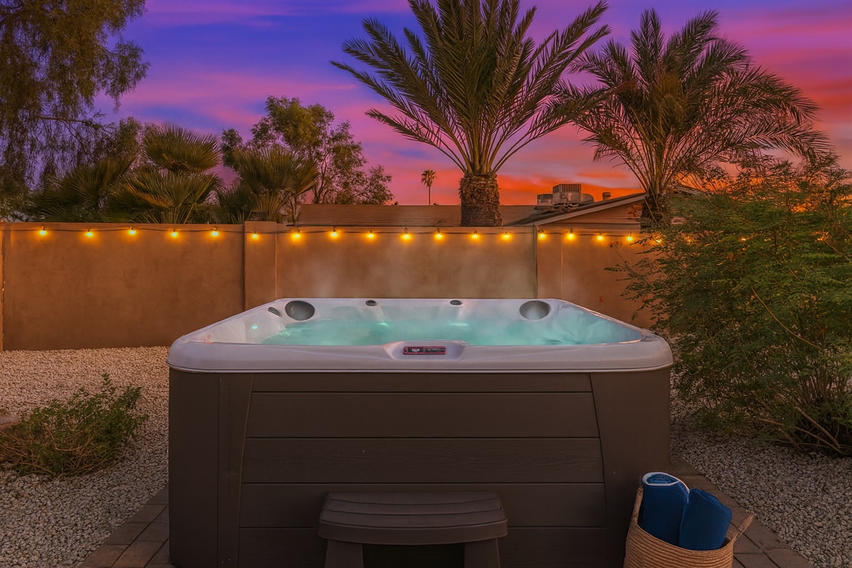 Relax and unwind in your own private hot tub — the perfect way to end a day in Scottsdale