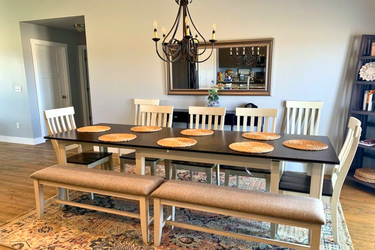 Dining room table with tons of seating!