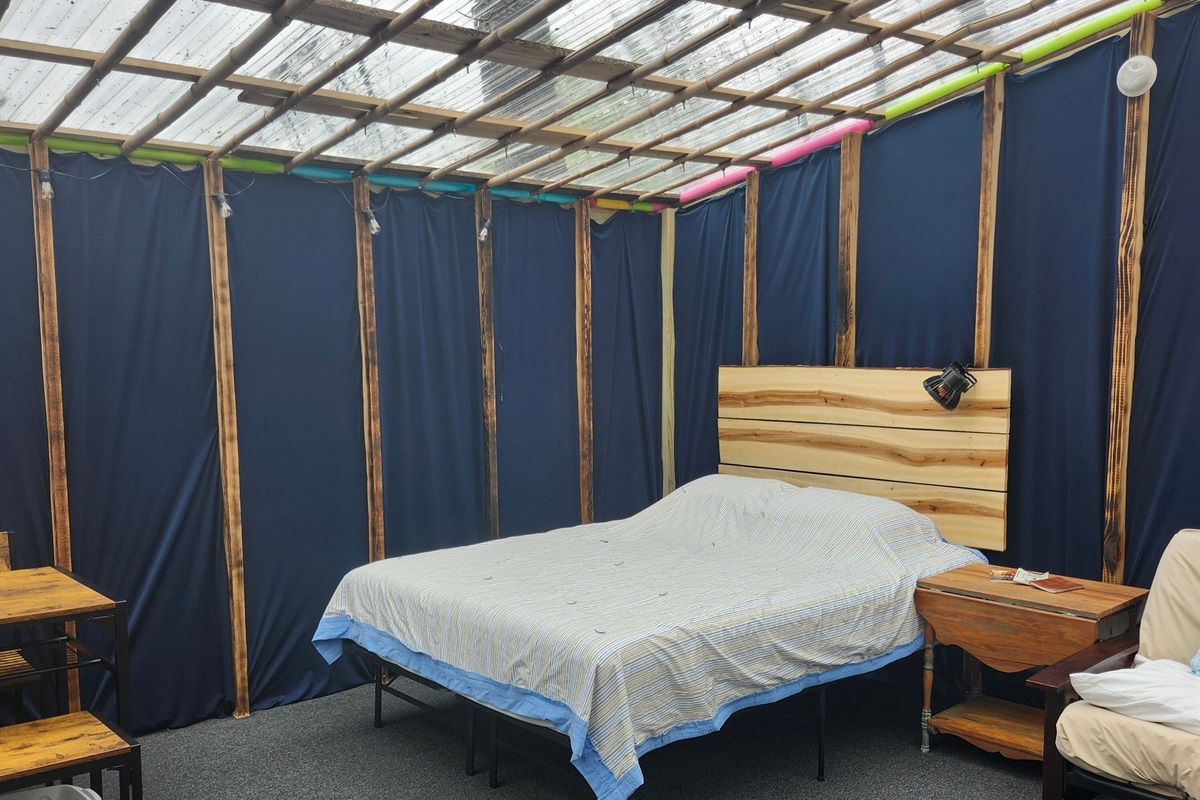 Stargazer queen bed immersed in the forest