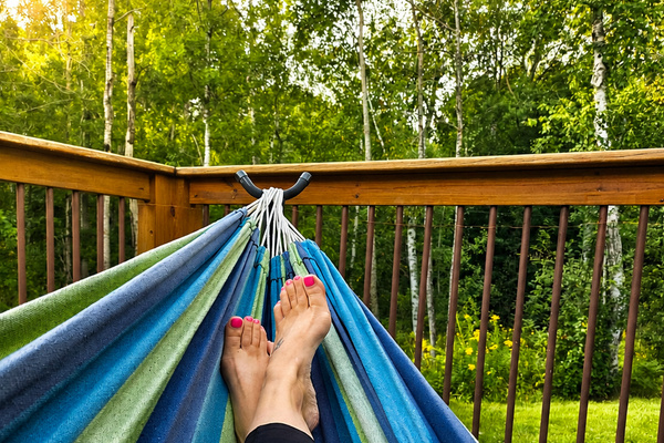Hammock on deck.  Near pool