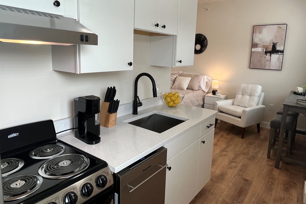 Kitchen and living area