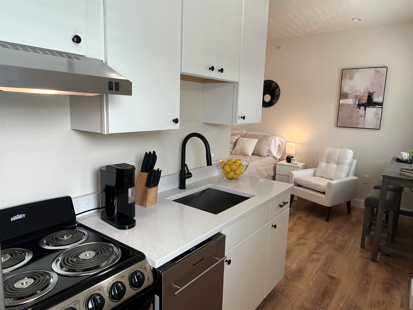 Kitchen and living area