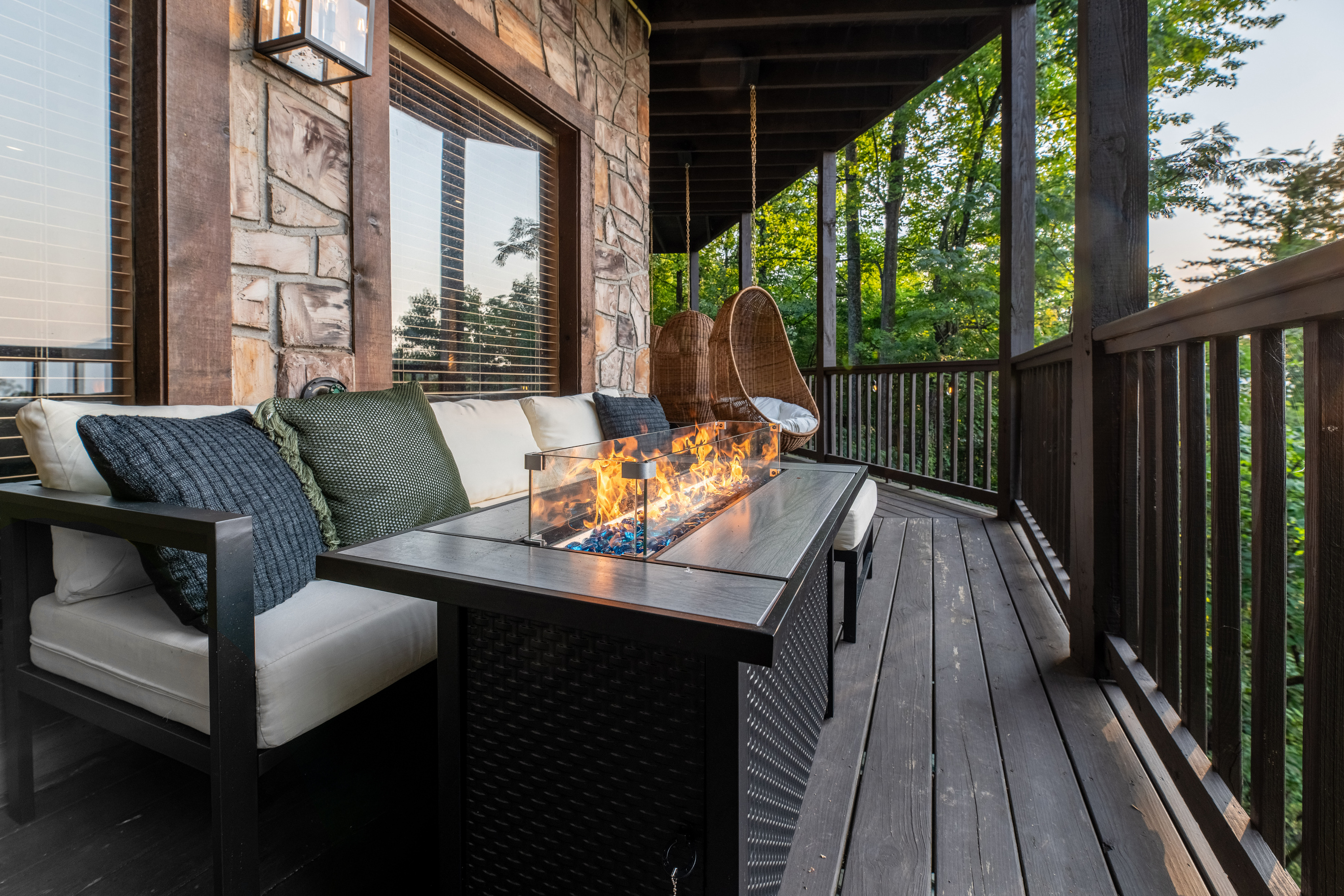 Private firepit and deck seating