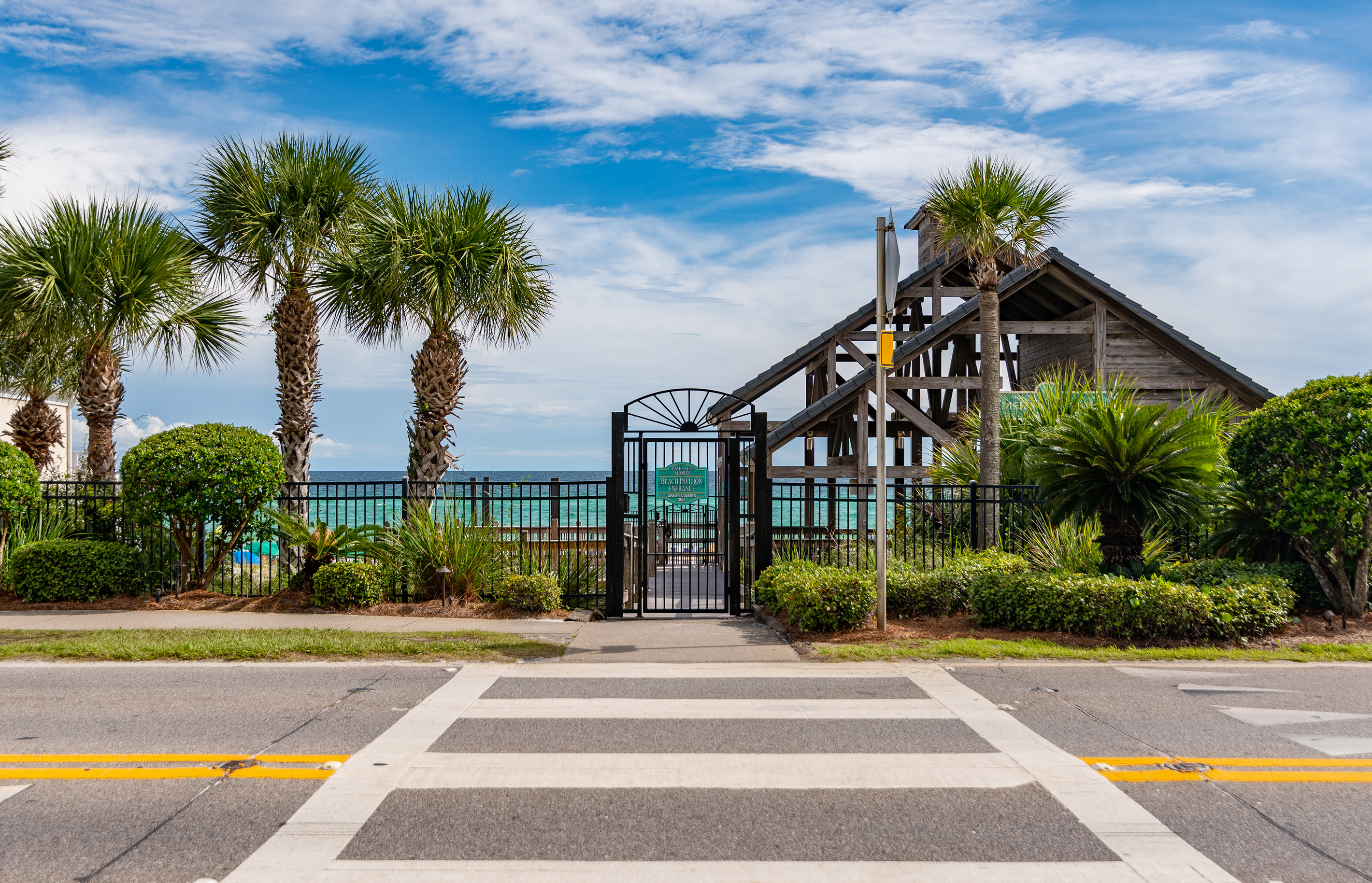 Private beach access gate for Emerald Shores guests