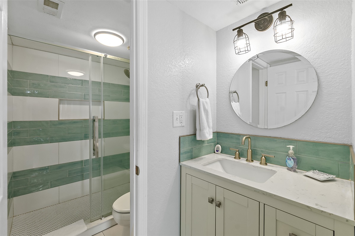 Updated vanity with modern fixtures