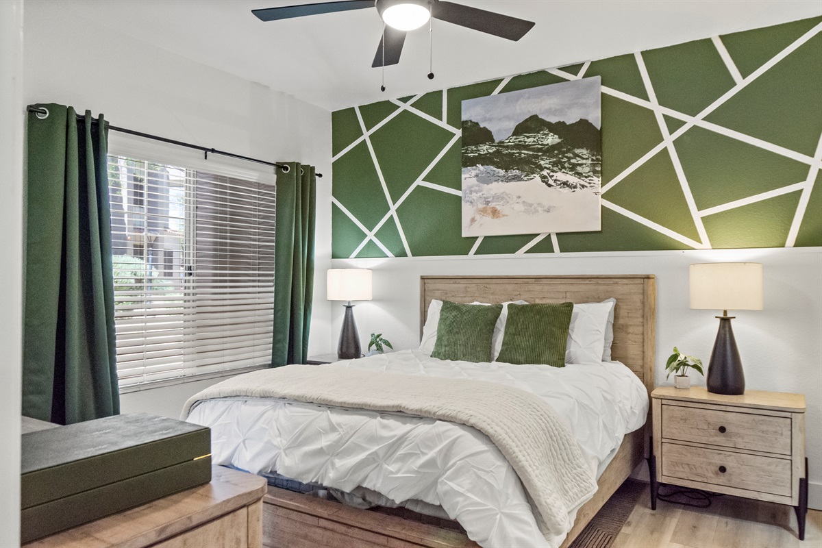 Modern bedroom setup with a cozy ambiance.