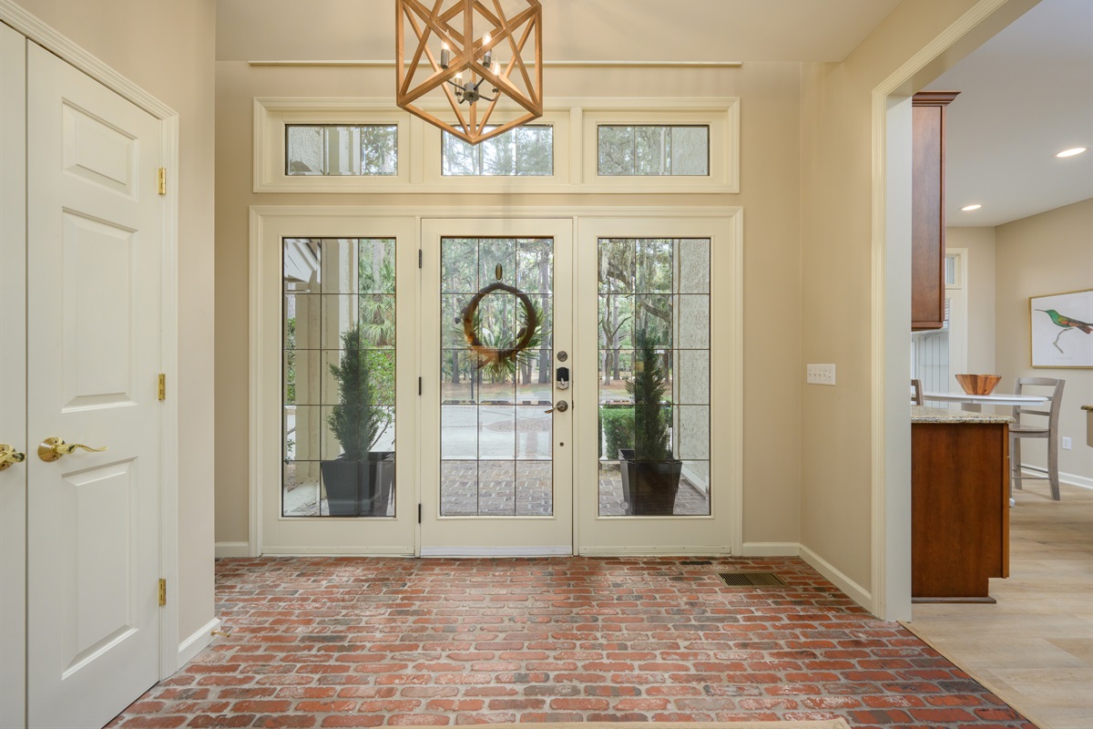 Main foyer and stairway entering Twin Pines