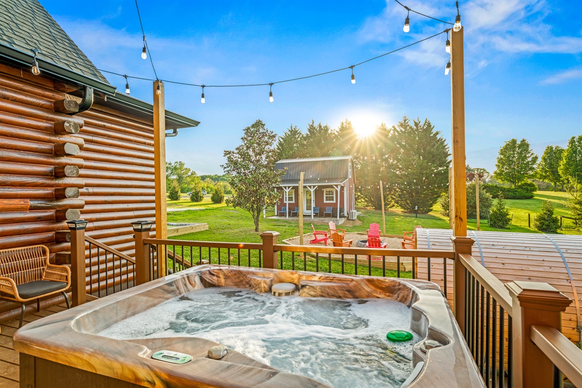 Step outside and melt into the moment with our private hot tub and soft lights for the perfect night in.