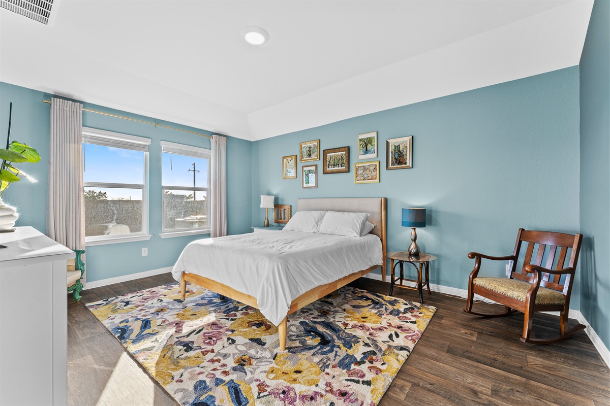 The Master Bedroom is flooded with natural light