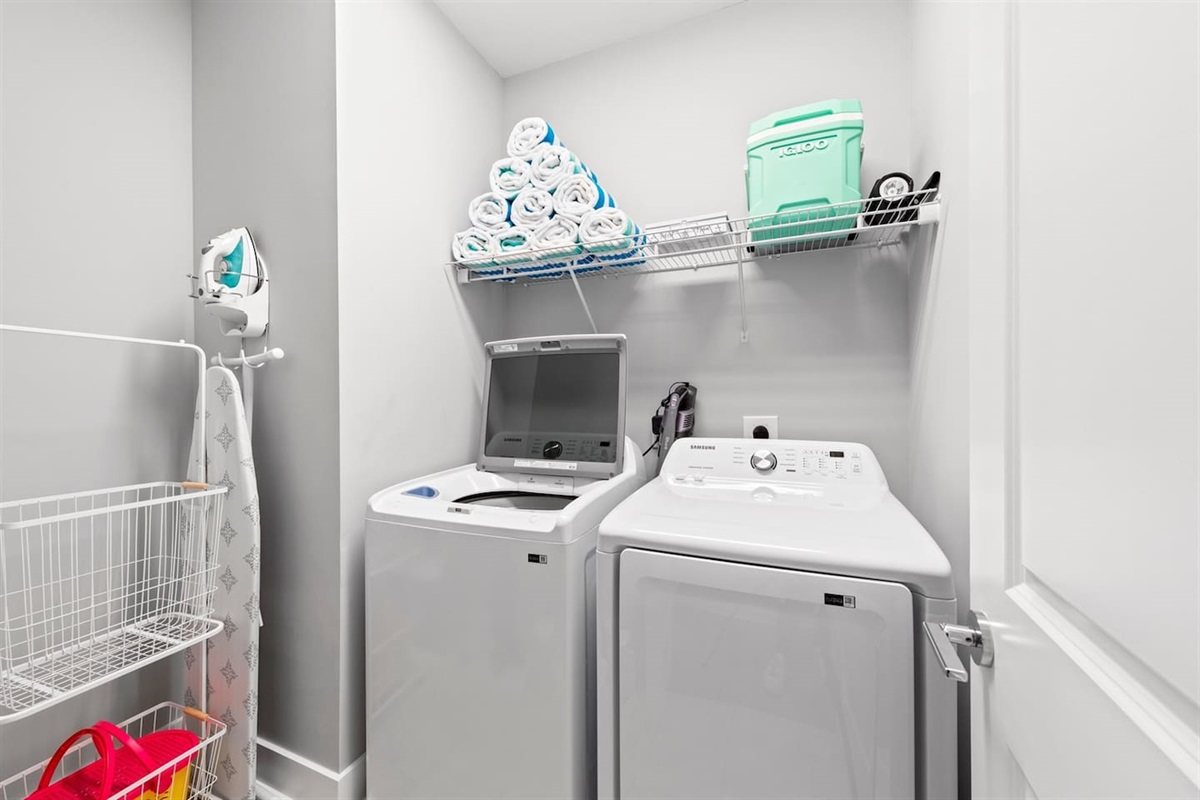[Laundry] Washer & dryer located onsite with essentials provided.