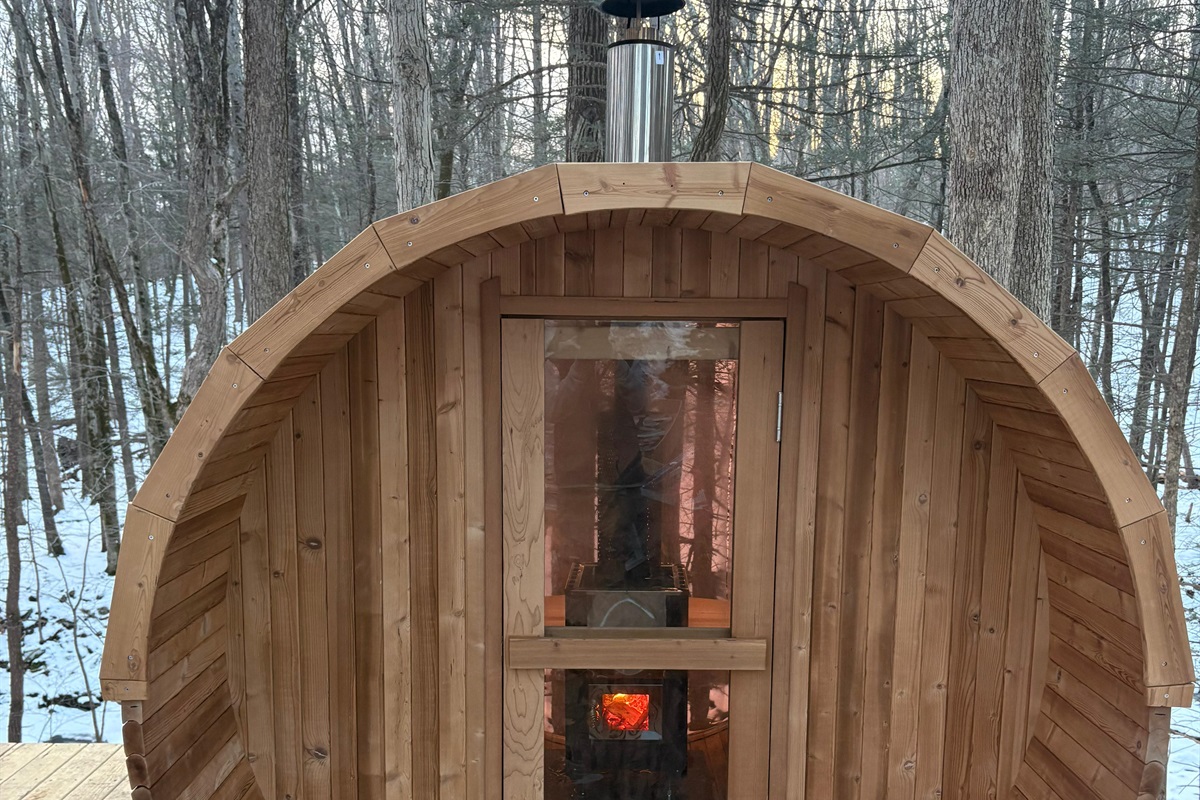 Wood fire Sauna in the woods overlooking creek