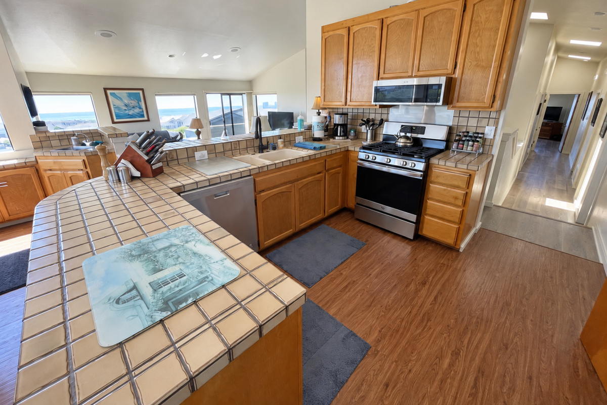 Kitchen full with views