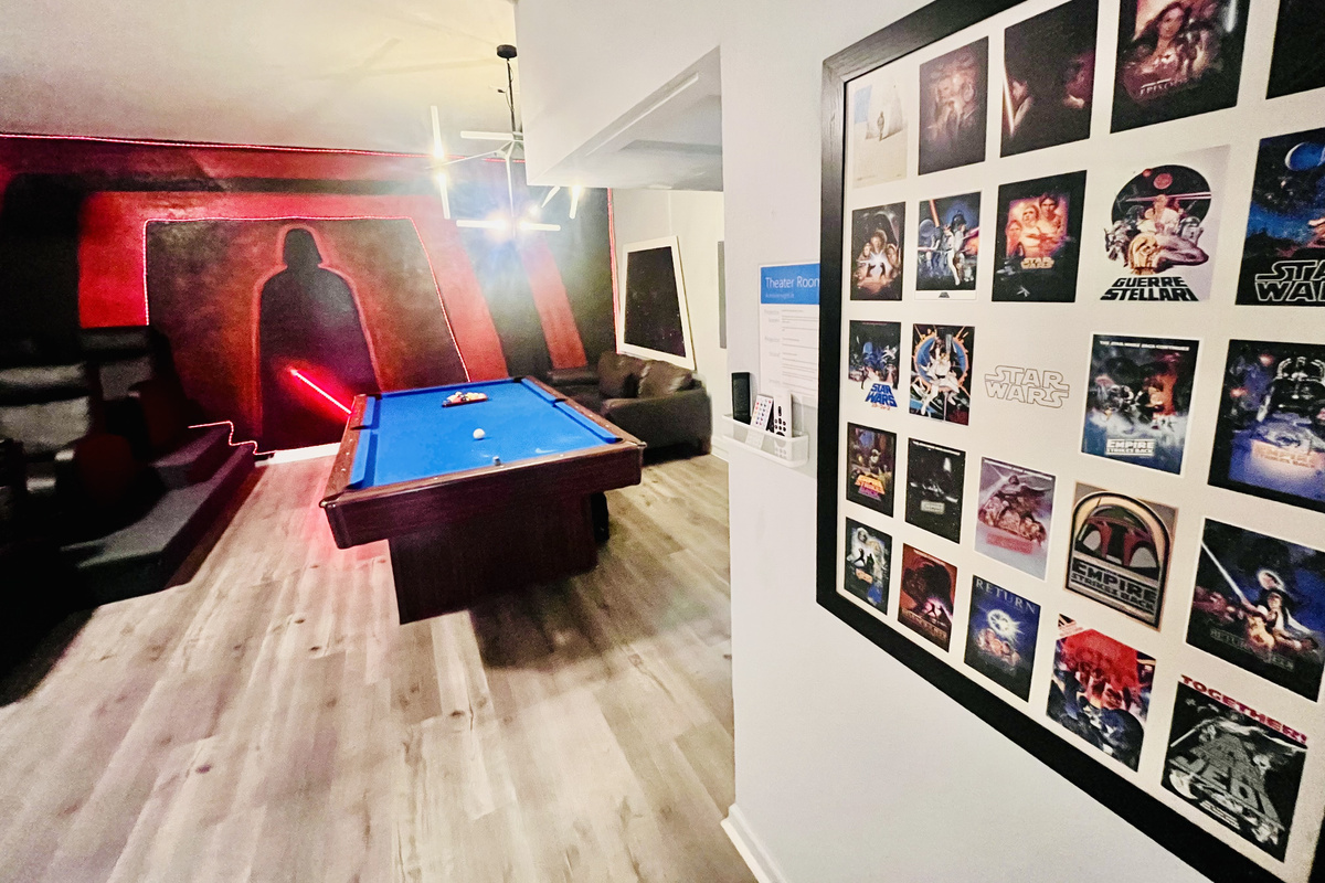 Star Wars game and theater room