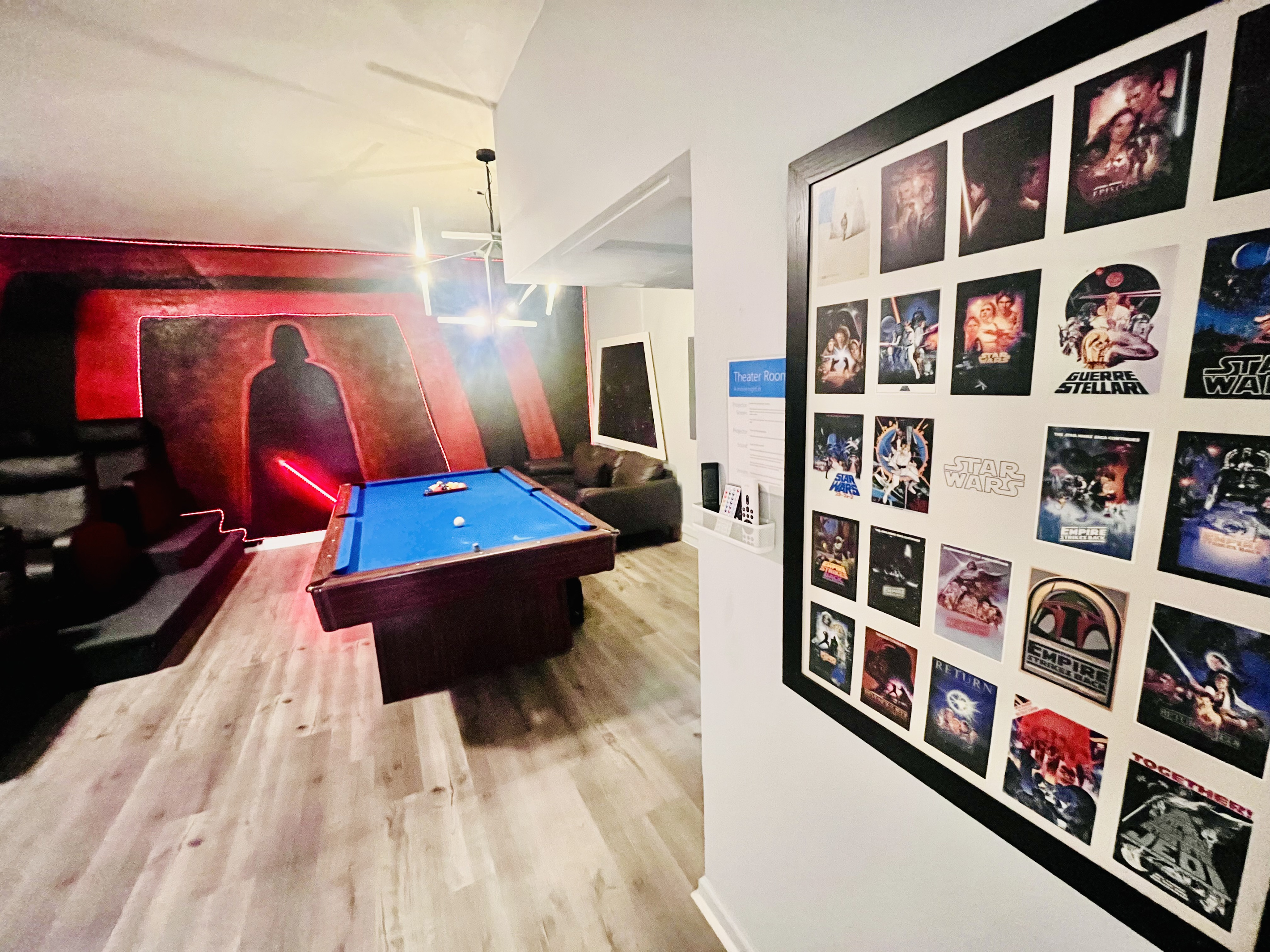 Star Wars game and theater room