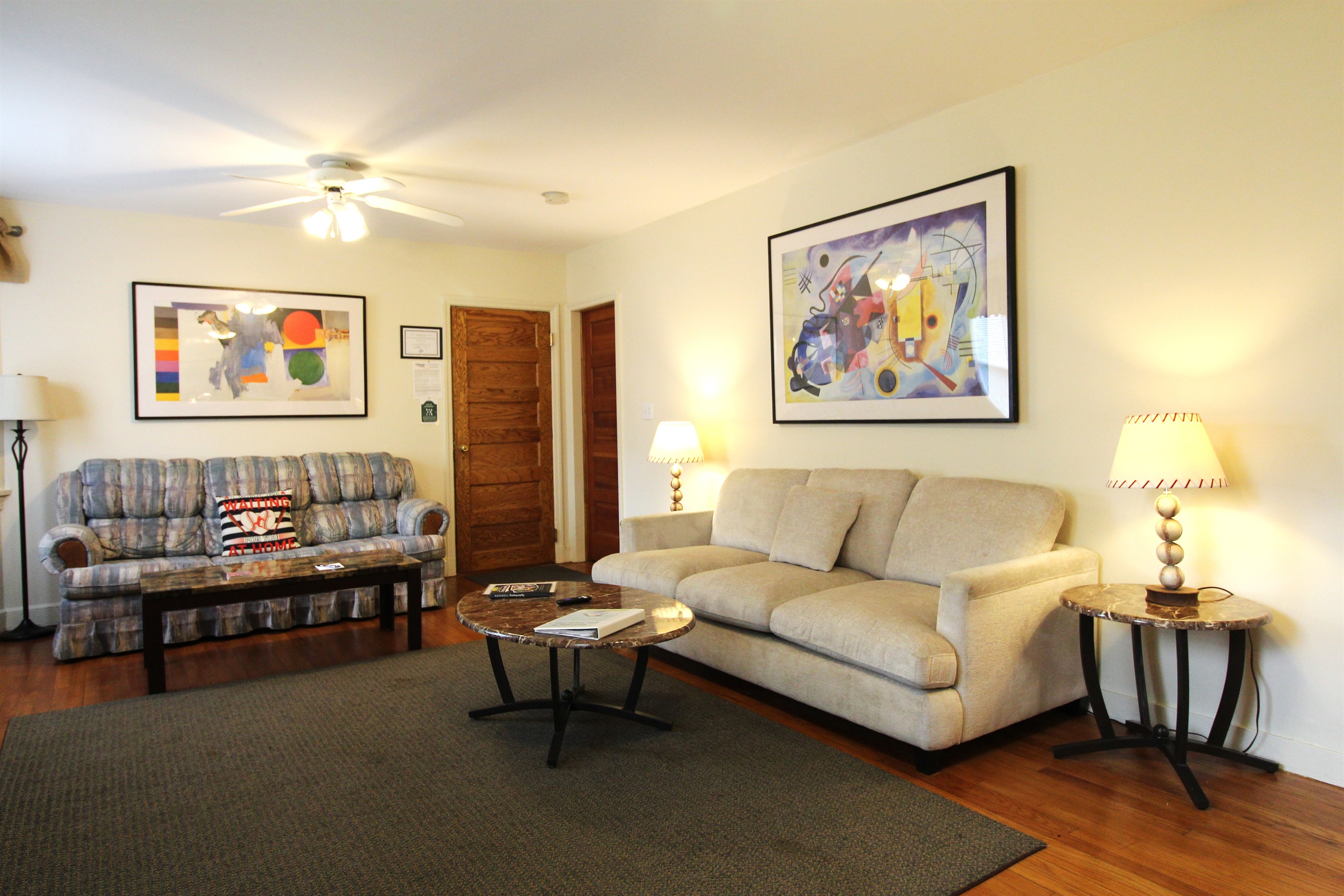 Spacious living room with lots of seating