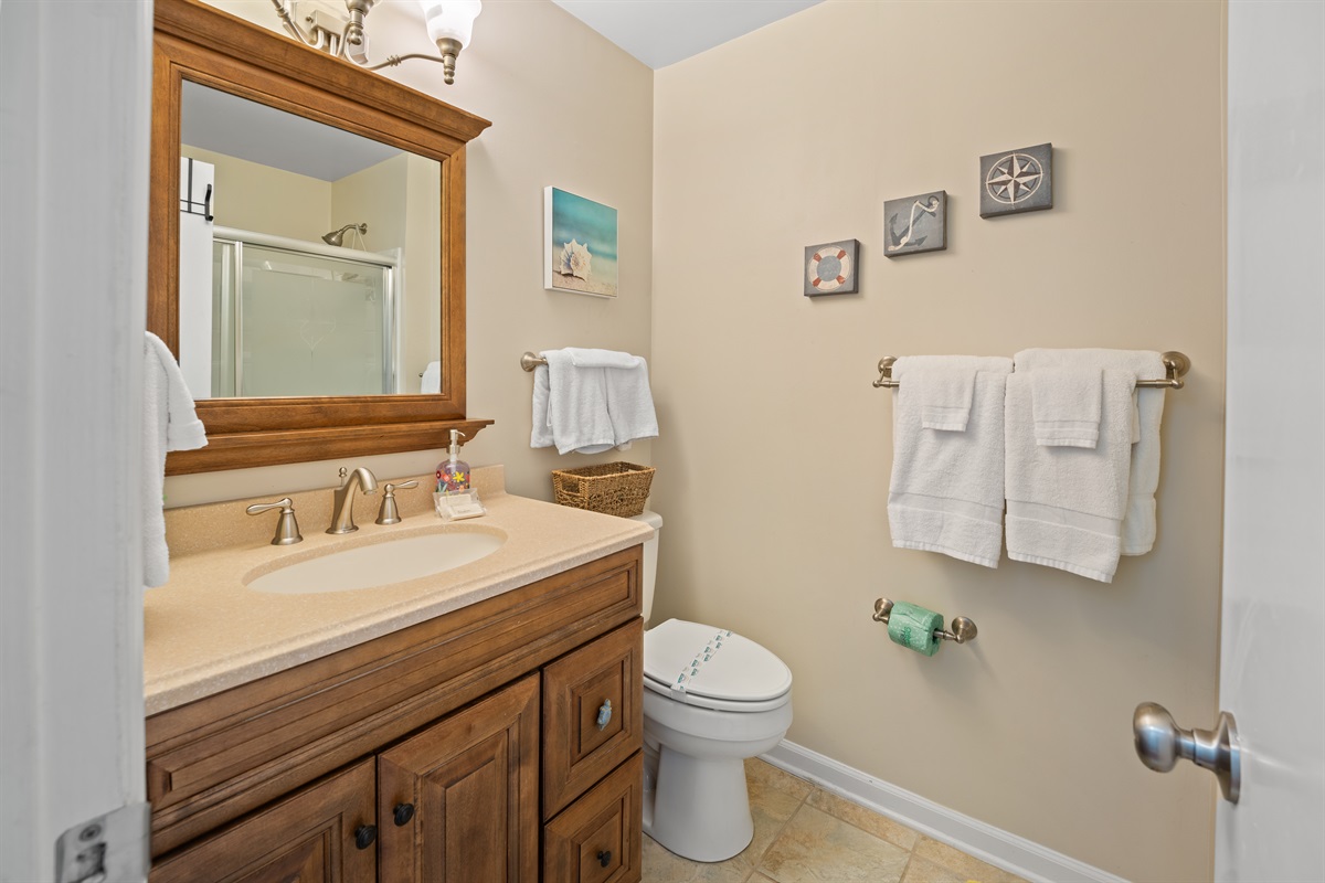 2nd Bathroom - large vanity & shower stall