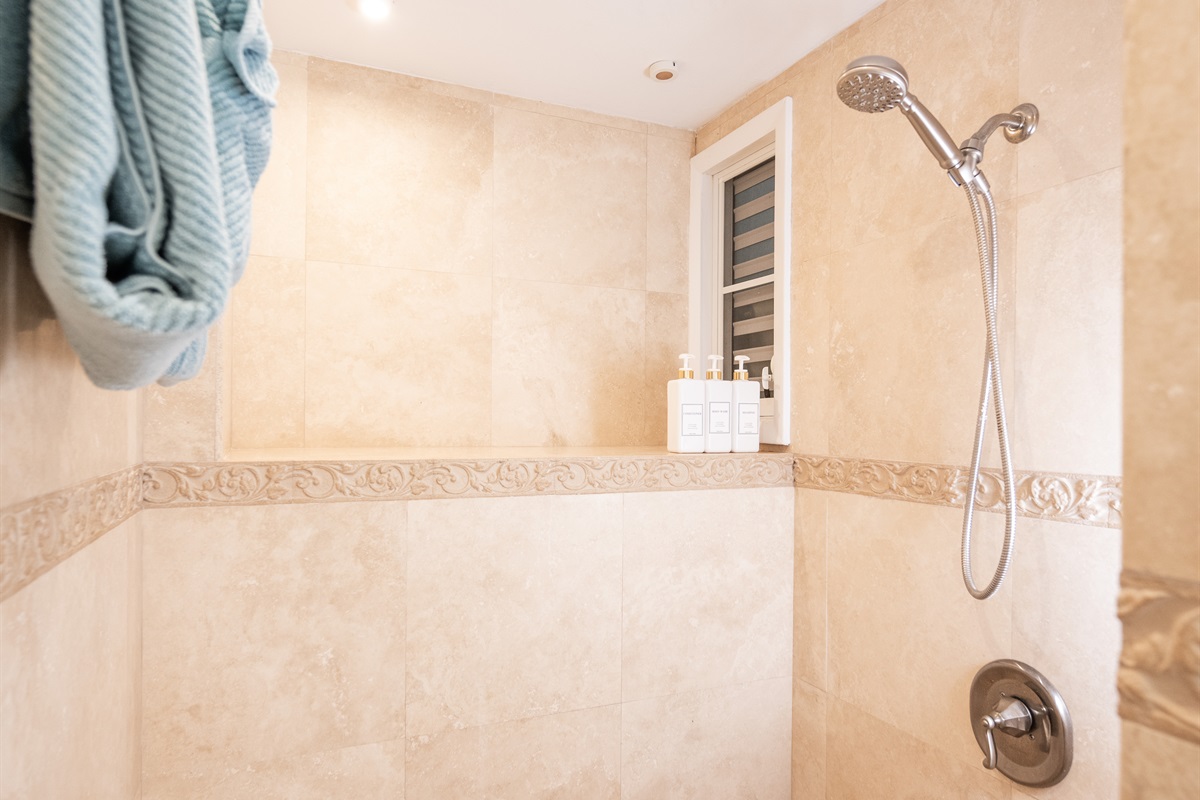 Downstairs Apartment Bathroom with walk in shower.