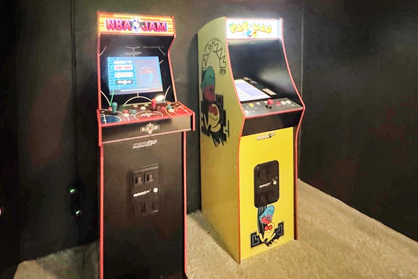 NBA Jam and Pac-Mac full-size Arcade games.