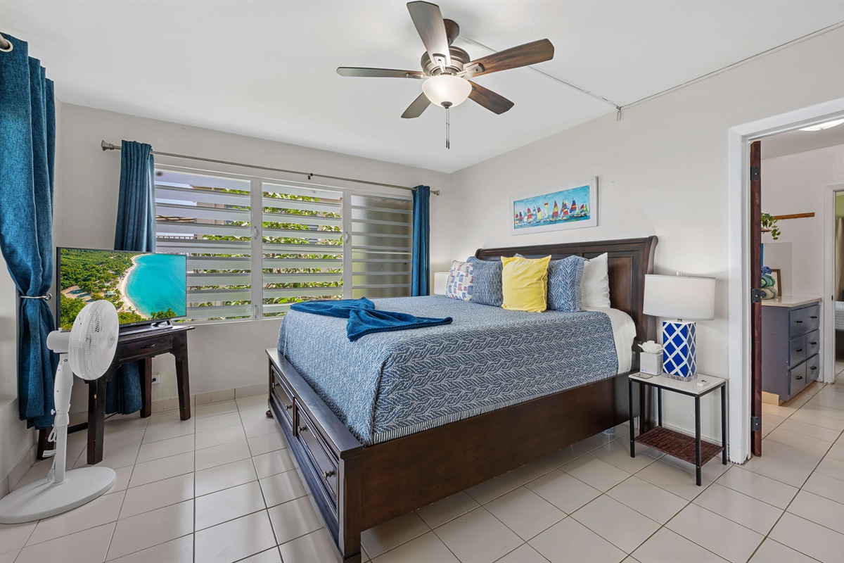 King size bed in primary bedroom