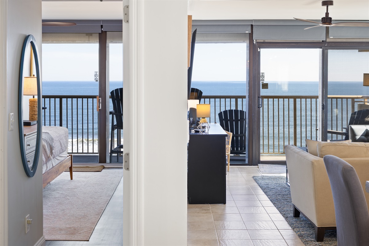 Ocean views and balcony access form master bedroom and living room!