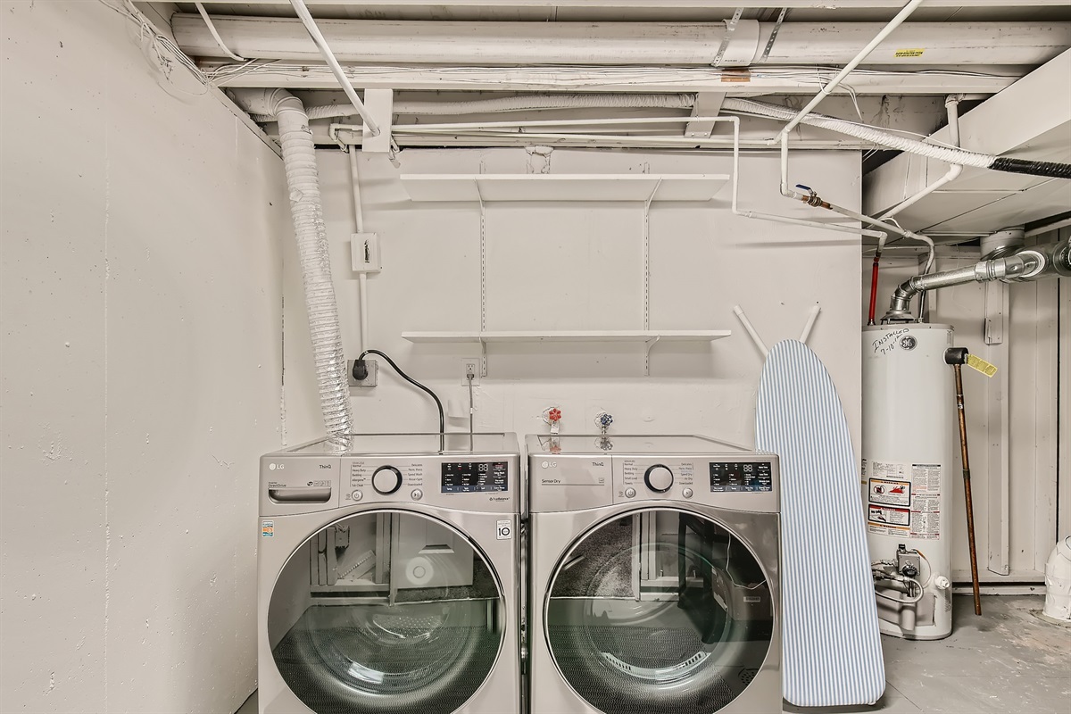 Smart LG energy-efficient washer and dryer.