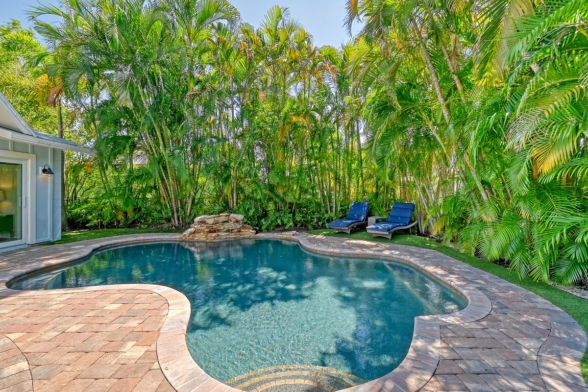 Read a book next to the soothing water feature.
