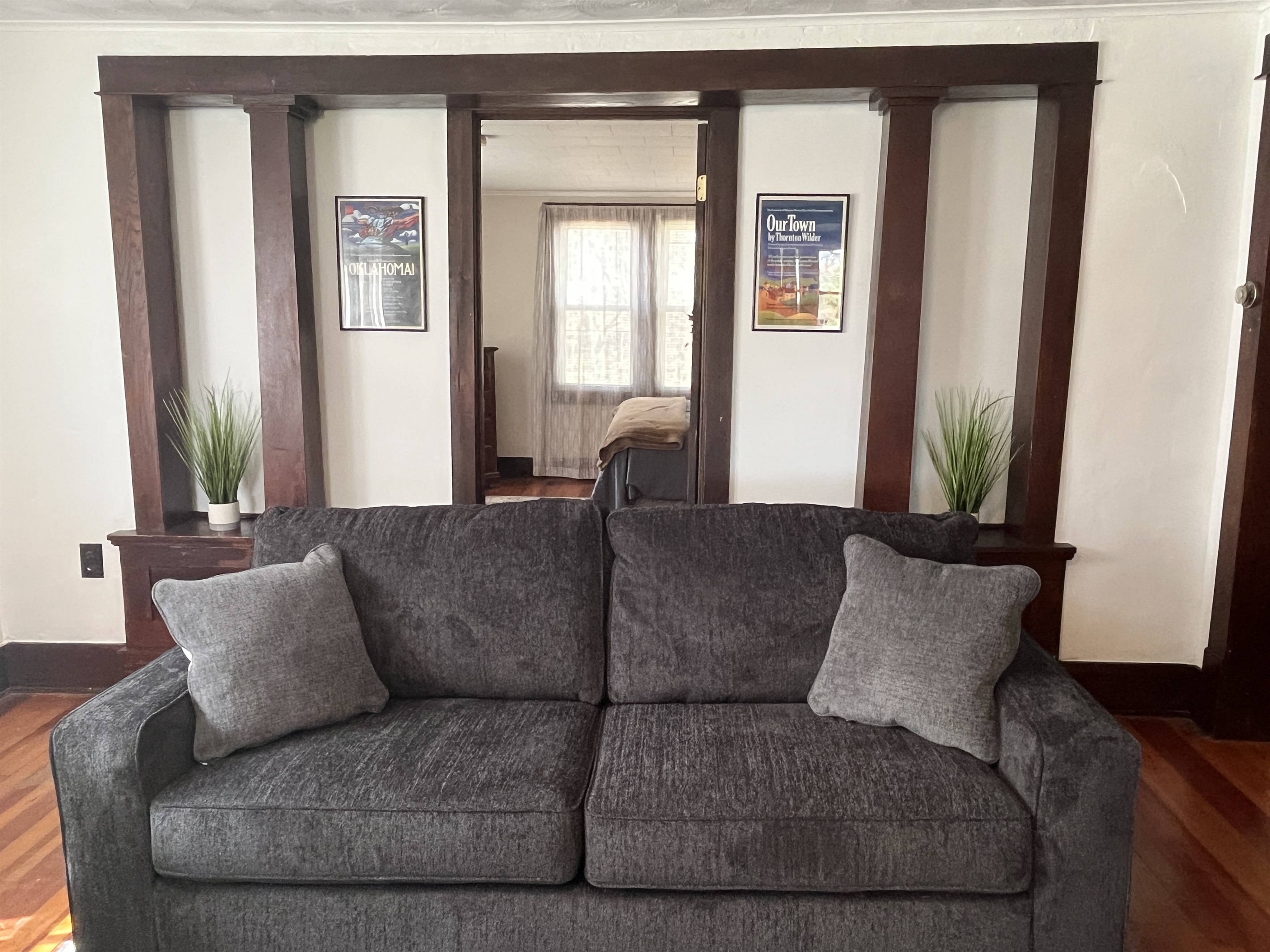Living room with beautiful original trimwork