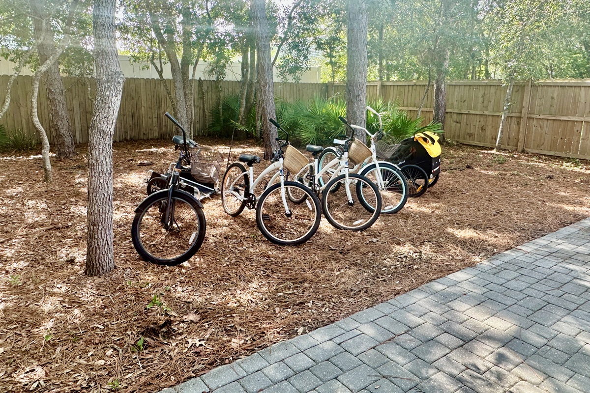 4 adult bikes, Burley child and cargo trailer, beach gear included - just bring flip flops!