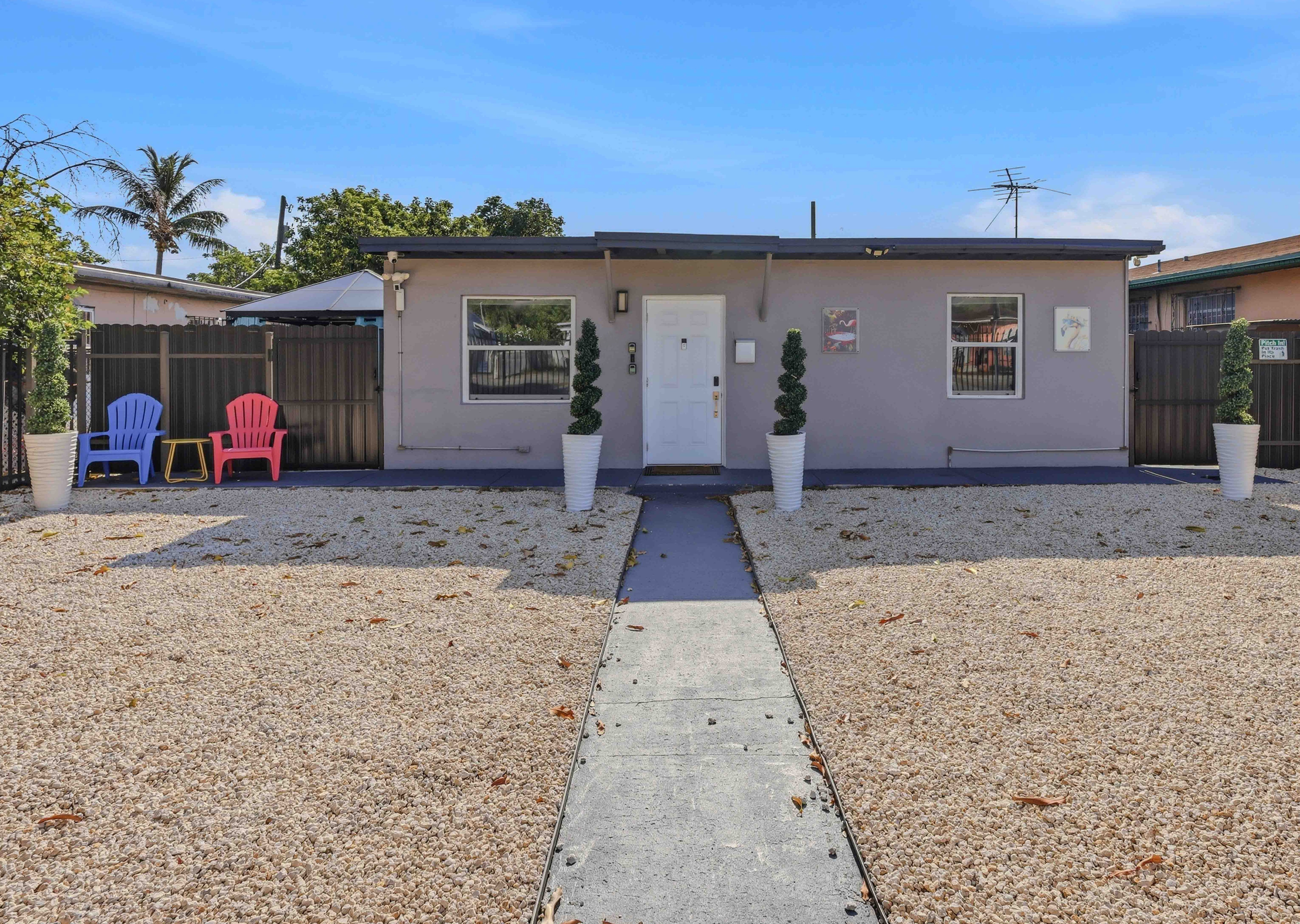 Front Door Entrance and Outdoor Patio Furniture