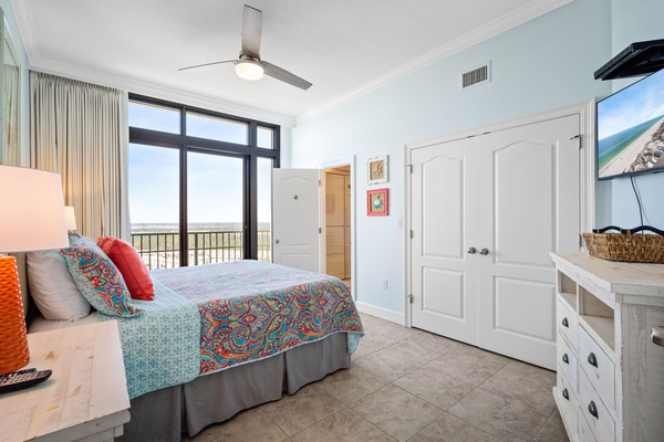 Bedroom 2 With King Bed, Juliette Balcony, Attached Bath with Walk in Shower