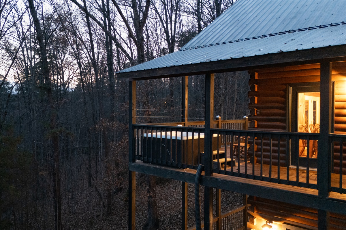Unwind in the main deck hot tub with amazing Smoky Mountain views—your front-row seat to pure relaxation.
